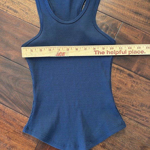 Year of Ours | Women's Navy Ribbed Tank Top - Picture 4 of 10